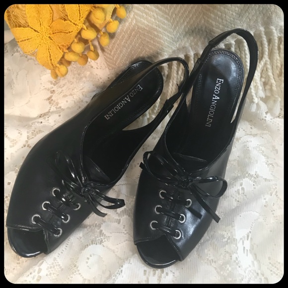 ENZO ANGIOLINI Black Leather & Patent Leather Heel - Picture 5 of 7